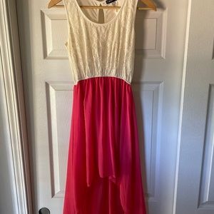 White & Pink High Low Dress